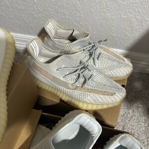 Adidas Gray and Cream Knit Sneakers